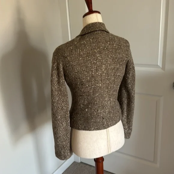 Chanel Vintage Taupe Wool Blend Tweed Jacket SZ FR 38 - Picture 7 of 14